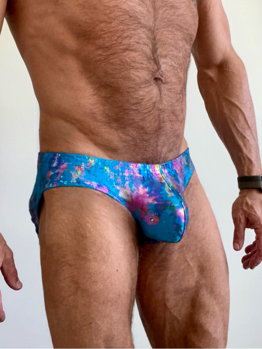 Men's Metallic Blue Tie-Dye Swim Brief